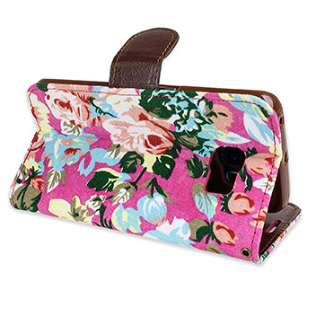 Olixar Floral Fabric Samsung Galaxy S6 Wallet Case - Pink
